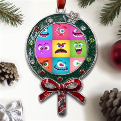 Monsters-emotions-scary-faces-masks-with-mouth-eyes-aliens-monsters-emoticon-set Metal X mas Lollipop With Crystal Ornament