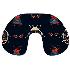 Floral-bugs-seamless-pattern Travel Neck Pillow by uniart180623