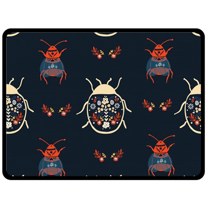 Floral-bugs-seamless-pattern Two Sides Fleece Blanket (Large)