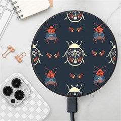 Floral-bugs-seamless-pattern Wireless Fast Charger(black) by uniart180623