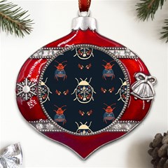 Floral-bugs-seamless-pattern Metal Snowflake And Bell Red Ornament