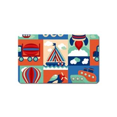 Toy-transport-cartoon-seamless-pattern-with-airplane-aerostat-sail-yacht-vector-illustration Magnet (name Card) by uniart180623