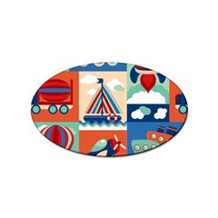 Toy-transport-cartoon-seamless-pattern-with-airplane-aerostat-sail-yacht-vector-illustration Sticker Oval (10 Pack) by uniart180623