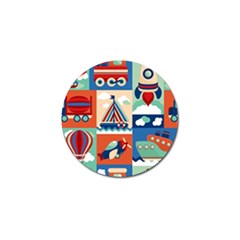 Toy-transport-cartoon-seamless-pattern-with-airplane-aerostat-sail-yacht-vector-illustration Golf Ball Marker by uniart180623