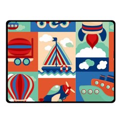 Toy-transport-cartoon-seamless-pattern-with-airplane-aerostat-sail-yacht-vector-illustration Fleece Blanket (small) by uniart180623