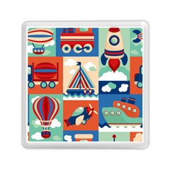 Toy-transport-cartoon-seamless-pattern-with-airplane-aerostat-sail-yacht-vector-illustration Memory Card Reader (square) by uniart180623