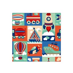 Toy-transport-cartoon-seamless-pattern-with-airplane-aerostat-sail-yacht-vector-illustration Satin Bandana Scarf 22  X 22  by uniart180623