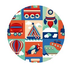 Toy-transport-cartoon-seamless-pattern-with-airplane-aerostat-sail-yacht-vector-illustration Mini Round Pill Box (pack Of 3) by uniart180623