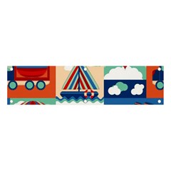 Toy-transport-cartoon-seamless-pattern-with-airplane-aerostat-sail-yacht-vector-illustration Banner And Sign 4  X 1  by uniart180623