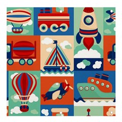 Toy-transport-cartoon-seamless-pattern-with-airplane-aerostat-sail-yacht-vector-illustration Banner And Sign 4  X 4  by uniart180623