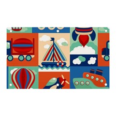 Toy-transport-cartoon-seamless-pattern-with-airplane-aerostat-sail-yacht-vector-illustration Banner And Sign 5  X 3  by uniart180623