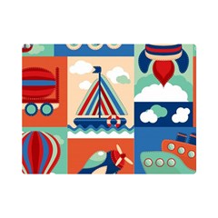 Toy-transport-cartoon-seamless-pattern-with-airplane-aerostat-sail-yacht-vector-illustration Premium Plush Fleece Blanket (mini) by uniart180623