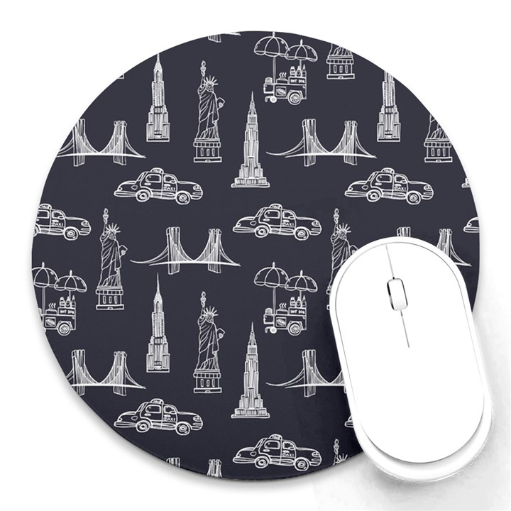 New York City Nyc Pattern Round Mousepad