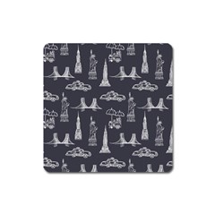 New York City Nyc Pattern Square Magnet