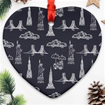 New York City Nyc Pattern Heart Ornament (Two Sides) Front