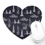 New York City Nyc Pattern Heart Mousepad Front