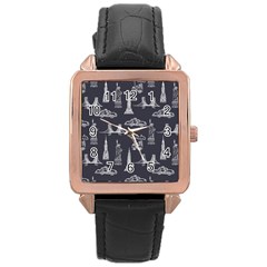 New York City Nyc Pattern Rose Gold Leather Watch 