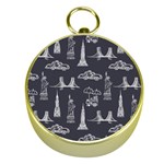 New York City Nyc Pattern Gold Compasses Front