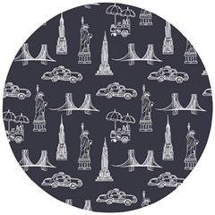 New York City Nyc Pattern Wooden Puzzle Round by uniart180623