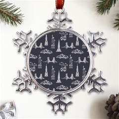 New York City Nyc Pattern Metal Large Snowflake Ornament by uniart180623