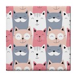 Cute Seamless Pattern With Cats Tile Coaster Front