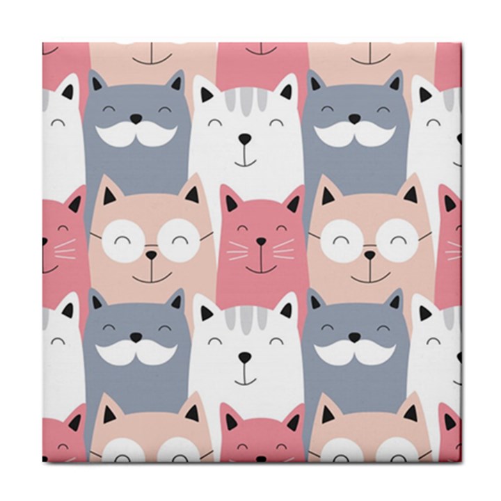 Cute Seamless Pattern With Cats Tile Coaster