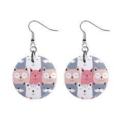 Cute Seamless Pattern With Cats Mini Button Earrings by uniart180623