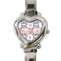 Cute Seamless Pattern With Cats Heart Italian Charm Watch by uniart180623