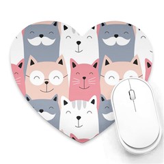 Cute Seamless Pattern With Cats Heart Mousepad by uniart180623