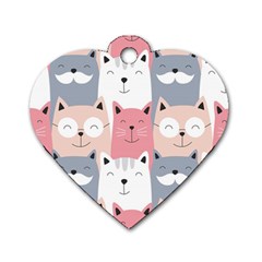 Cute Seamless Pattern With Cats Dog Tag Heart (one Side) by uniart180623