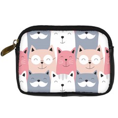 Cute Seamless Pattern With Cats Digital Camera Leather Case by uniart180623