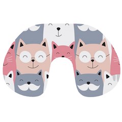 Cute Seamless Pattern With Cats Travel Neck Pillow by uniart180623