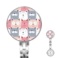 Cute Seamless Pattern With Cats Stainless Steel Nurses Watch by uniart180623