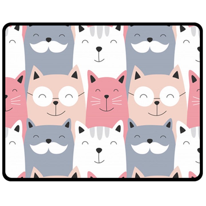 Cute Seamless Pattern With Cats Two Sides Fleece Blanket (Medium)