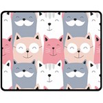 Cute Seamless Pattern With Cats Two Sides Fleece Blanket (Medium) 58.8 x47.4  Blanket Back