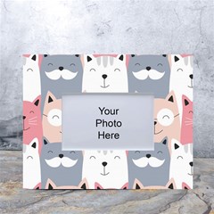 Cute Seamless Pattern With Cats White Tabletop Photo Frame 4 x6  by uniart180623