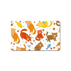 Seamless Pattern With Kittens White Background Magnet (name Card) by uniart180623