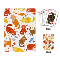 Seamless Pattern With Kittens White Background Playing Cards Single Design (rectangle)