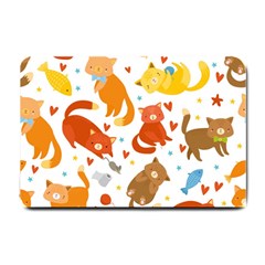 Seamless Pattern With Kittens White Background Small Doormat by uniart180623