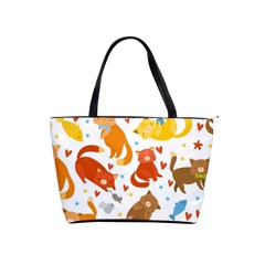 Seamless Pattern With Kittens White Background Classic Shoulder Handbag by uniart180623