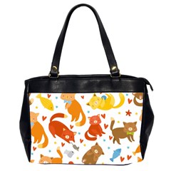 Seamless Pattern With Kittens White Background Oversize Office Handbag (2 Sides) by uniart180623