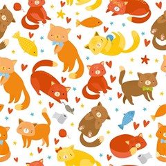 Seamless Pattern With Kittens White Background Play Mat (rectangle) by uniart180623