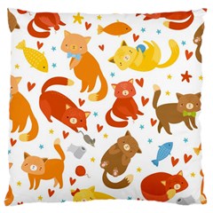 Seamless Pattern With Kittens White Background Large Cushion Case (one Side) by uniart180623