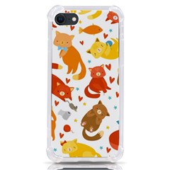 Seamless Pattern With Kittens White Background Iphone Se by uniart180623