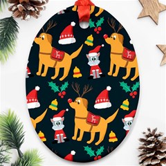 Funny Christmas Pattern Background Ornament (oval) by uniart180623