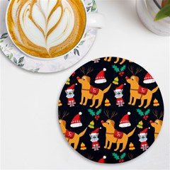 Funny Christmas Pattern Background Uv Print Round Tile Coaster