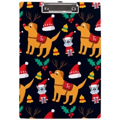 Funny Christmas Pattern Background A4 Acrylic Clipboard by uniart180623