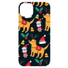 Funny Christmas Pattern Background Iphone 14 Plus Black Uv Print Case by uniart180623