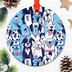 Dogs Seamless Pattern Ornament (Round) Front