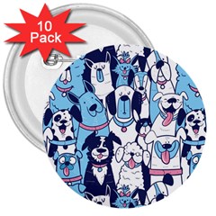 Dogs Seamless Pattern 3  Buttons (10 pack) 